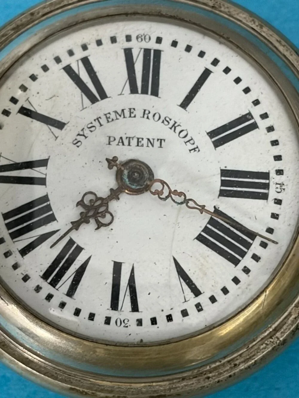 Antique Systeme Roskopf remonitoir Mechanical Pocket Watch 4 parts / repair